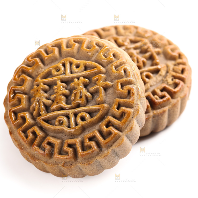 白底上的荞麦苏子月饼