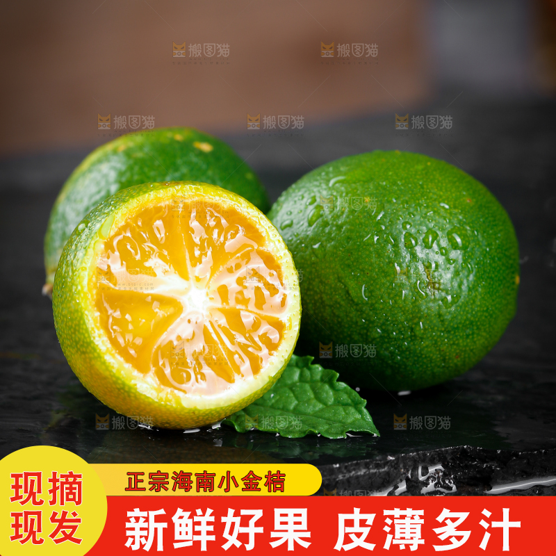 黑底上放着小金桔