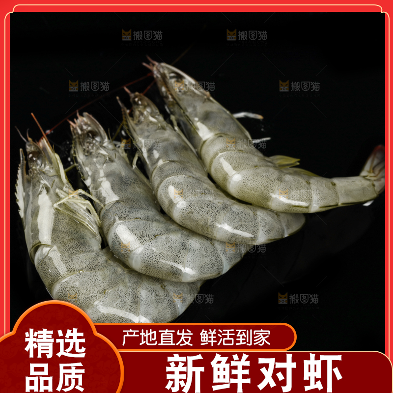 黑底上放着大虾