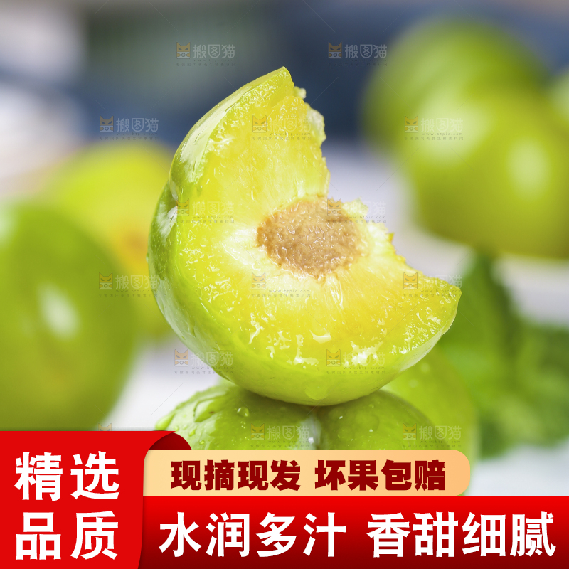 白底上放着蜂糖李
