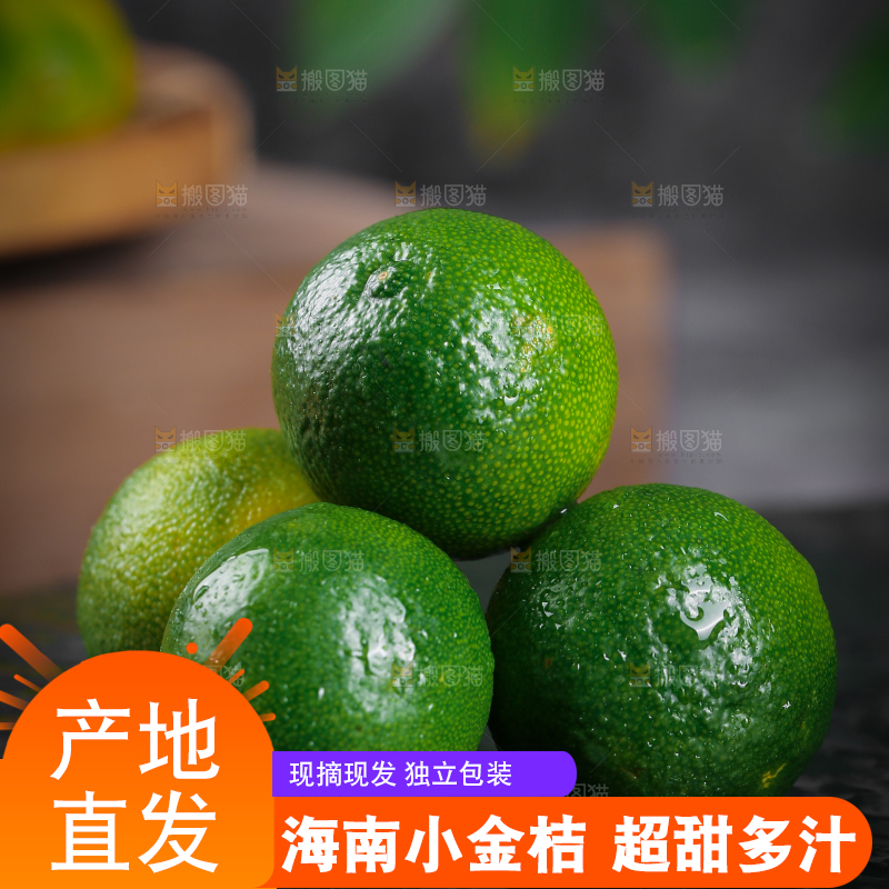 黑底上放着小金桔