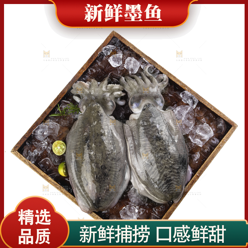 木板上放着墨鱼