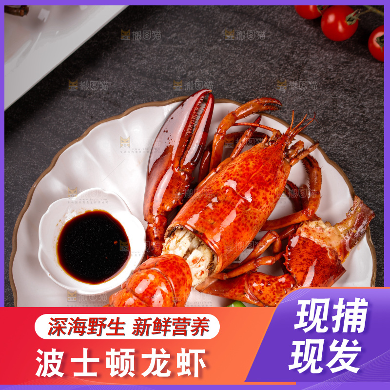 黑底上放着一盘澳洲龙虾