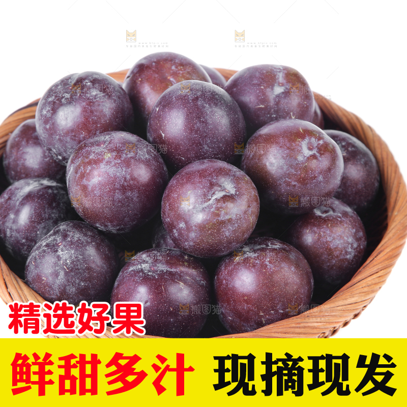 白底上放着一篮五月脆李