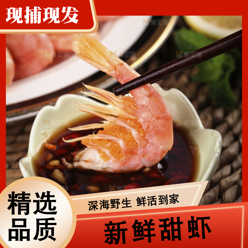 筷子上夹着北极甜虾