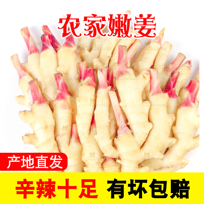 白底上放着红芽嫩姜