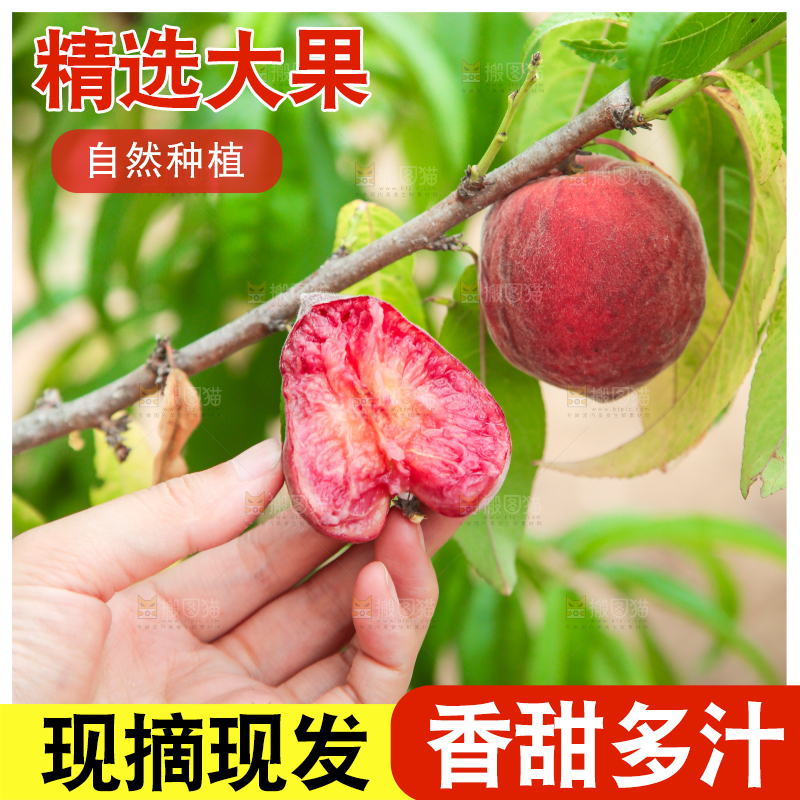 手上拿着胭脂红桃子