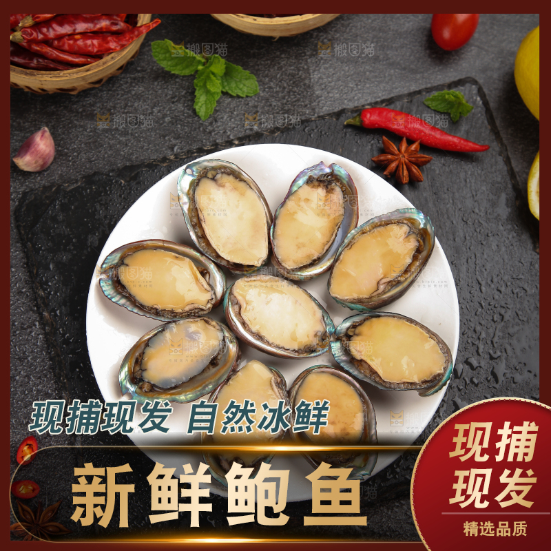 黑板上放着一盘鲍鱼