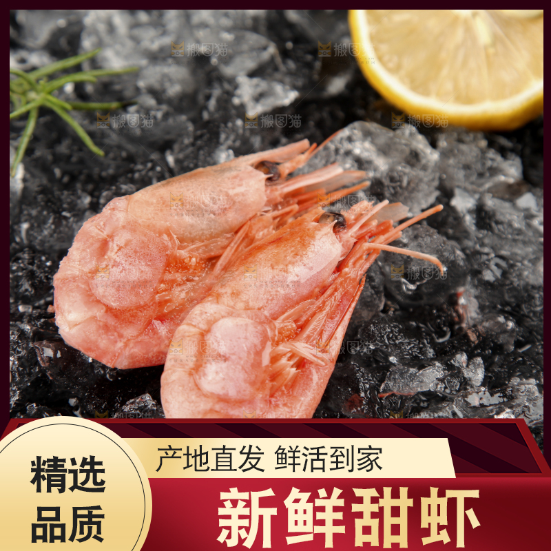 黑底上放着北极甜虾