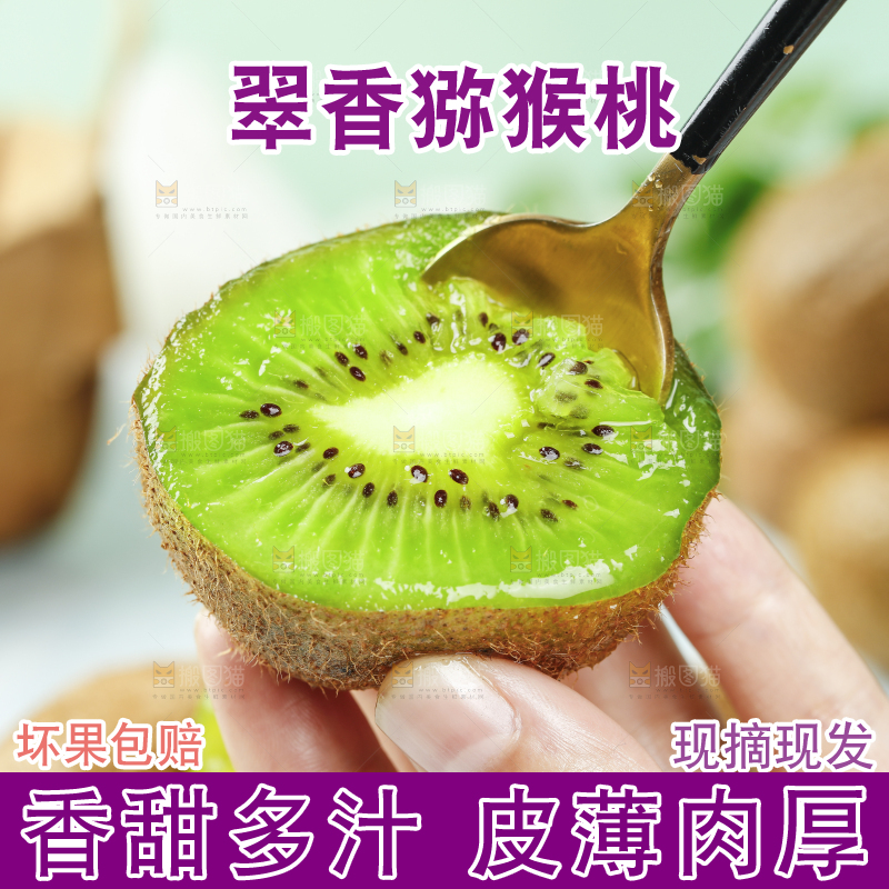 勺子里的翠香猕猴桃果肉