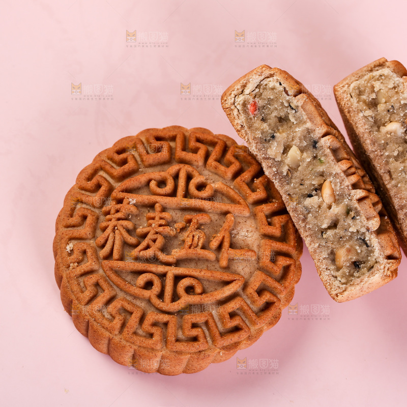 浅底上的荞麦五仁月饼