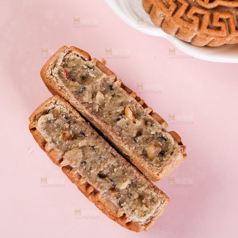 浅底上的荞麦五仁月饼