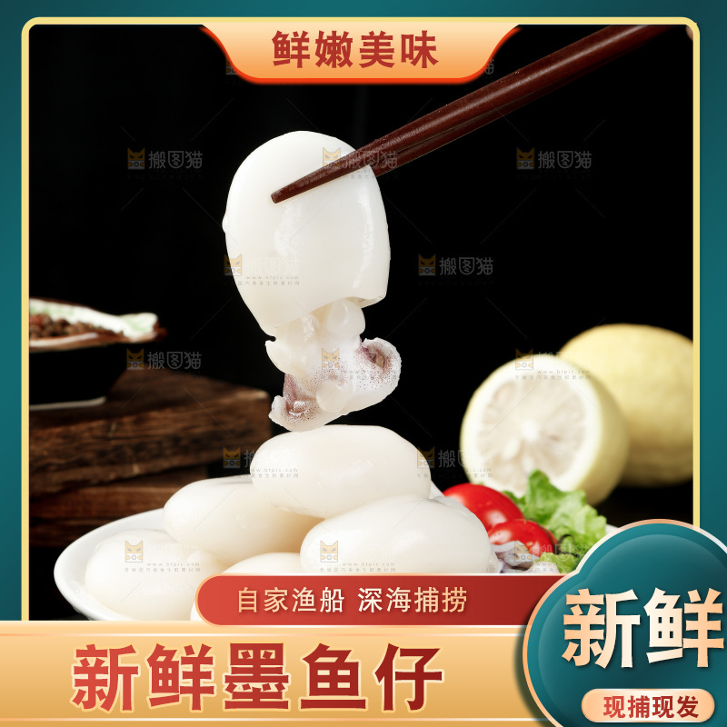 筷子上夹着小墨鱼仔