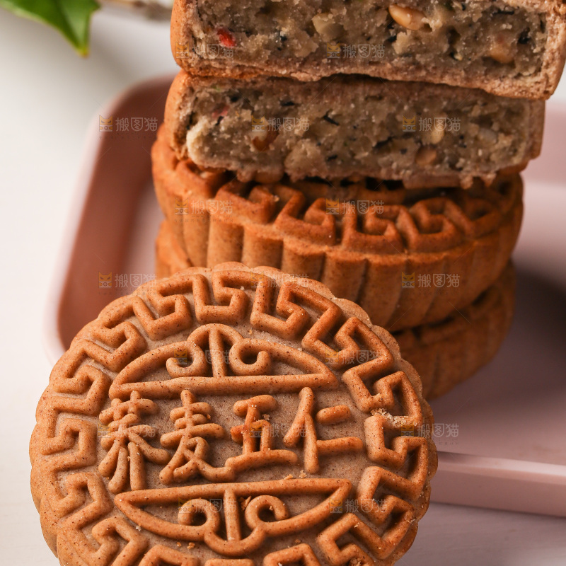 浅底上的荞麦五仁月饼