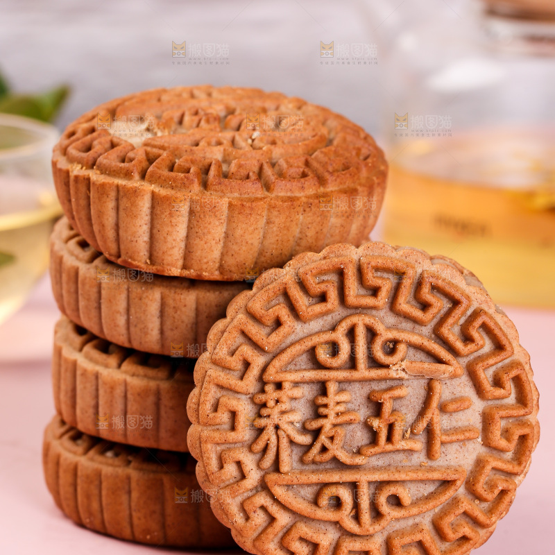 浅底上的荞麦五仁月饼