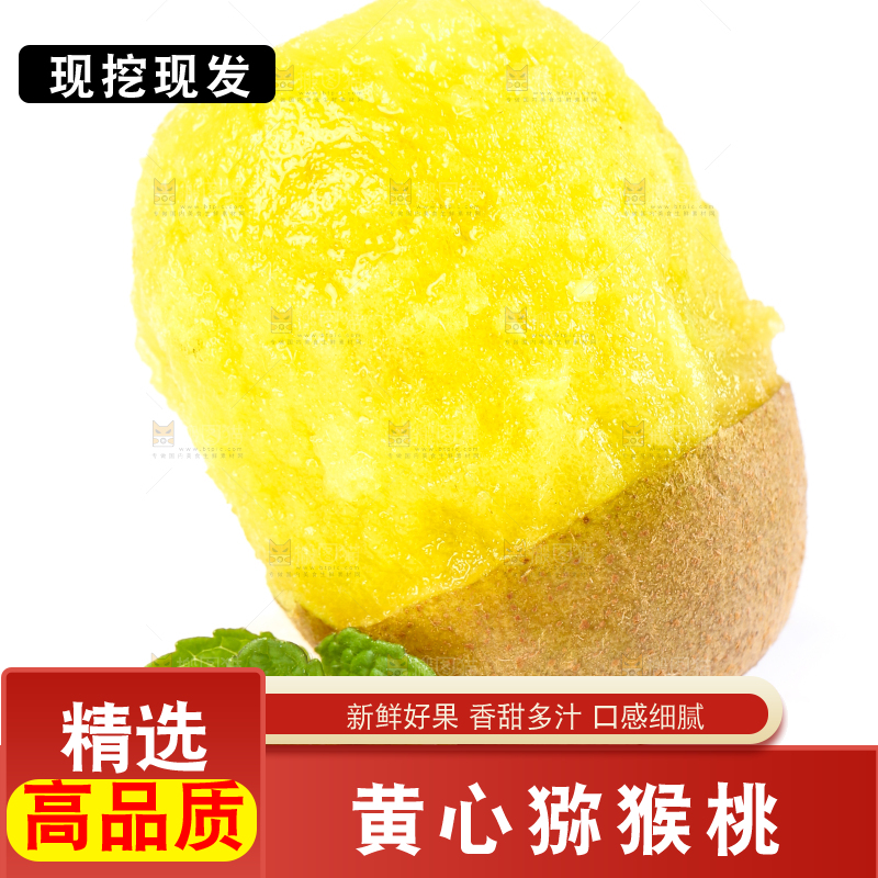 白底上的黄心猕猴桃