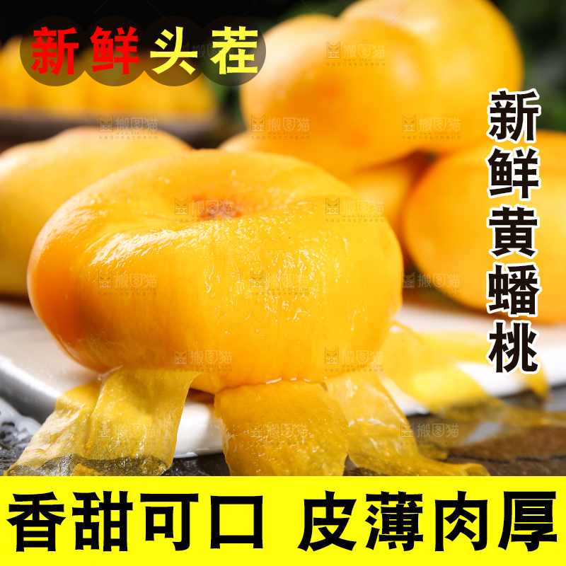 白石板上的黄蟠桃