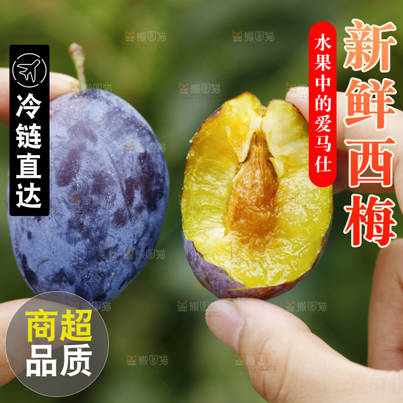 手上拿着新鲜西梅果肉