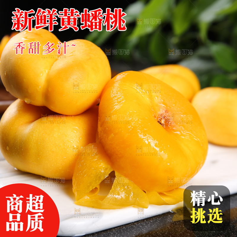 白石板上的黄蟠桃