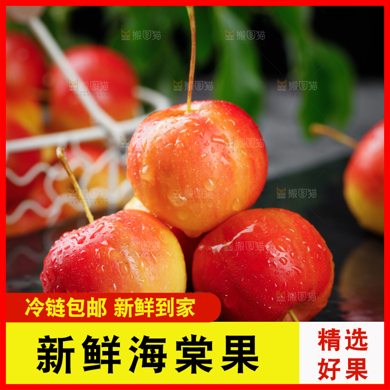 黑底上的新鲜海棠果