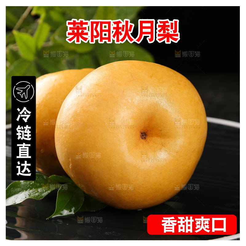 黑底上的新鲜秋月梨