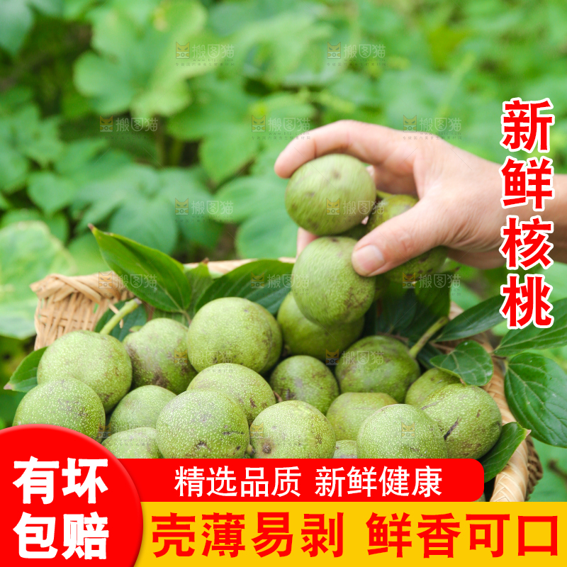 手里拿着一篮嫩核桃