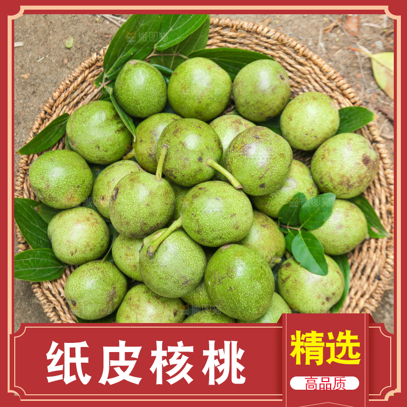 地上放着一篮青核桃