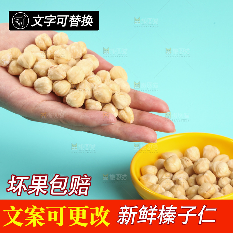 手上放着榛子仁