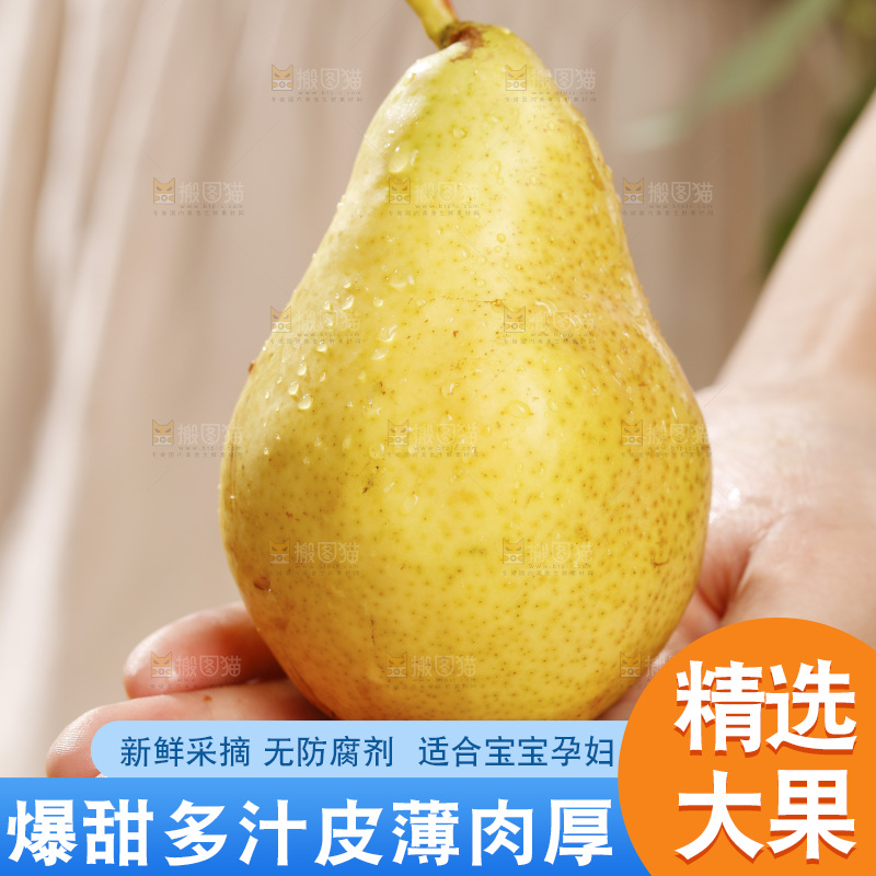 手里放着新鲜太婆梨