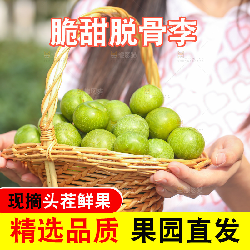 手里捧着一篮青脆李