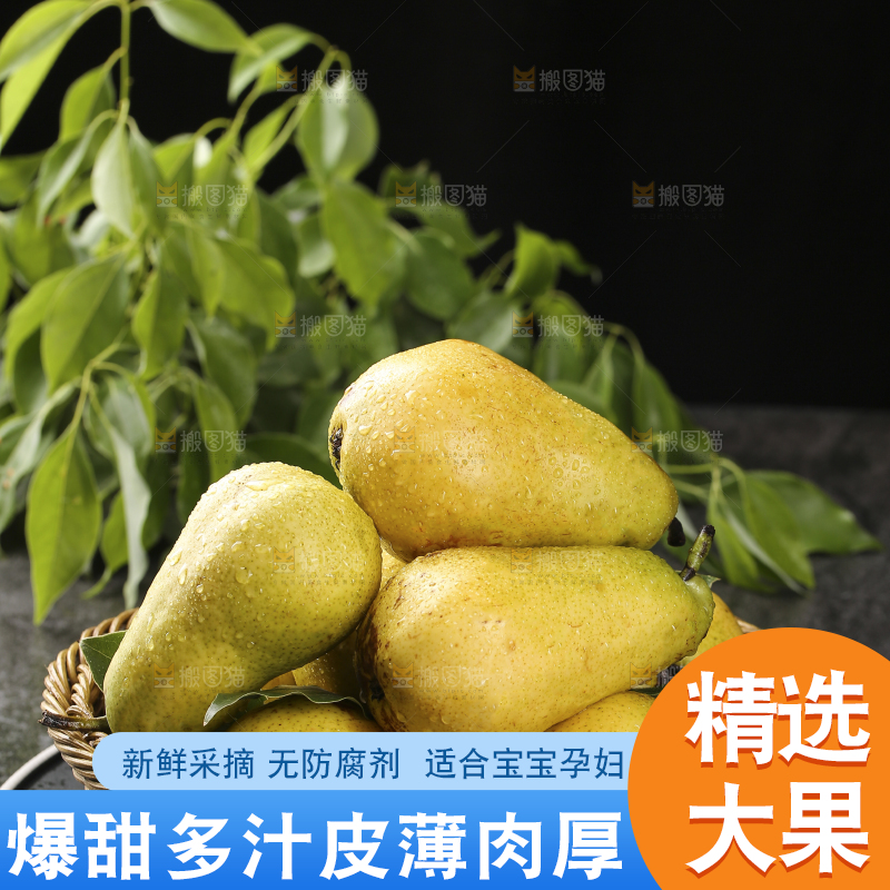 黑底上放着一篮太婆梨