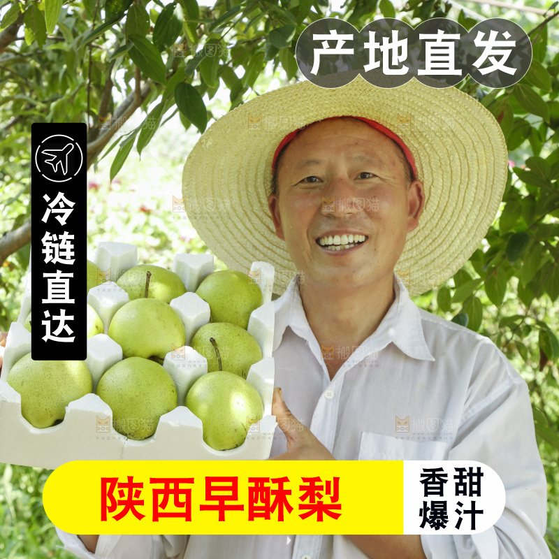 农民手里拿着一箱早酥梨