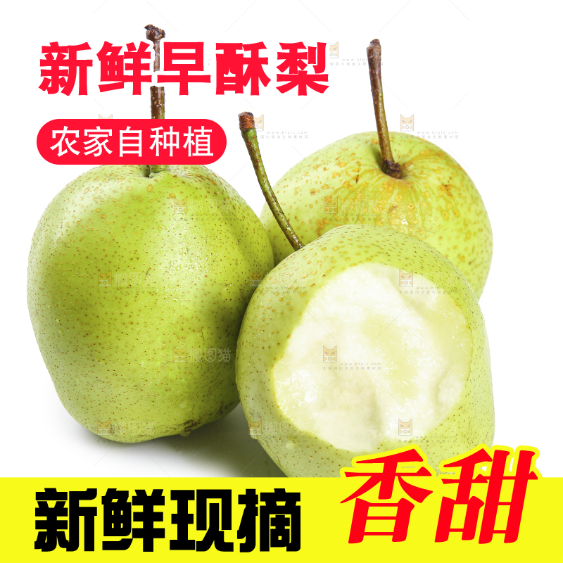 白底上放着早酥梨