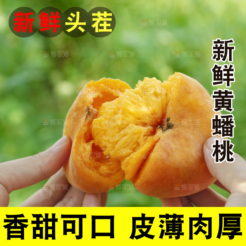 手里拿着掰开的黄蟠桃
