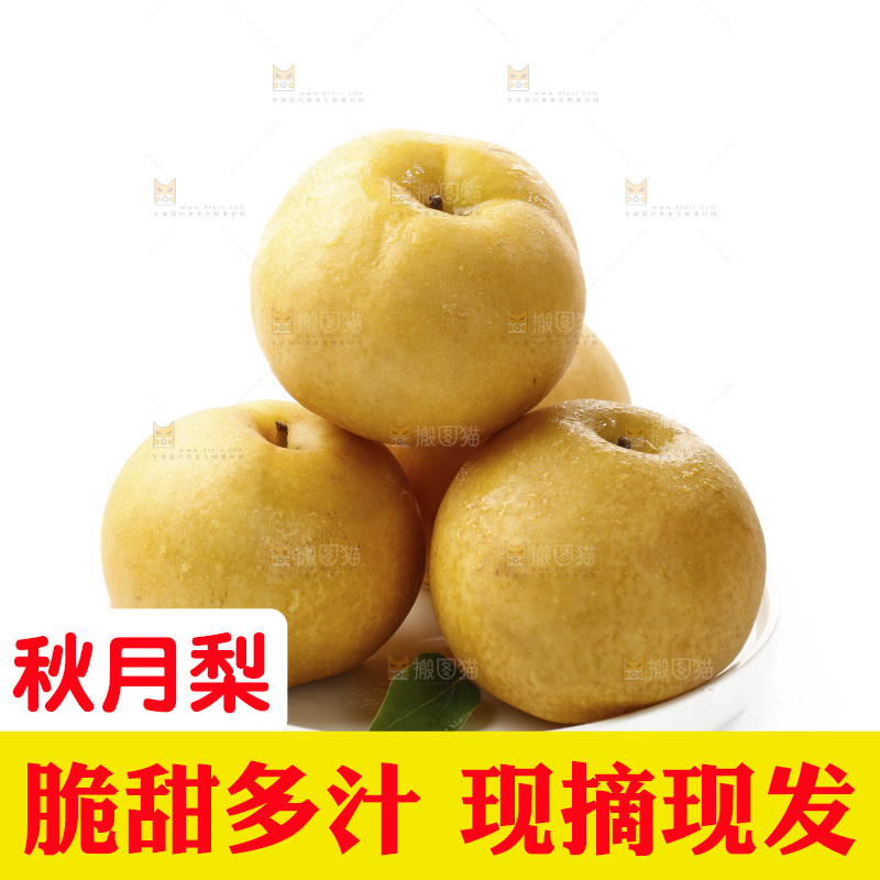 白底上的一盘秋月梨
