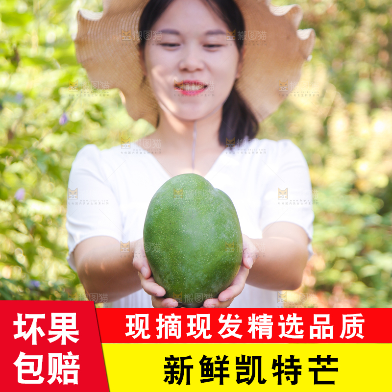 女孩手里拿着凯特芒果