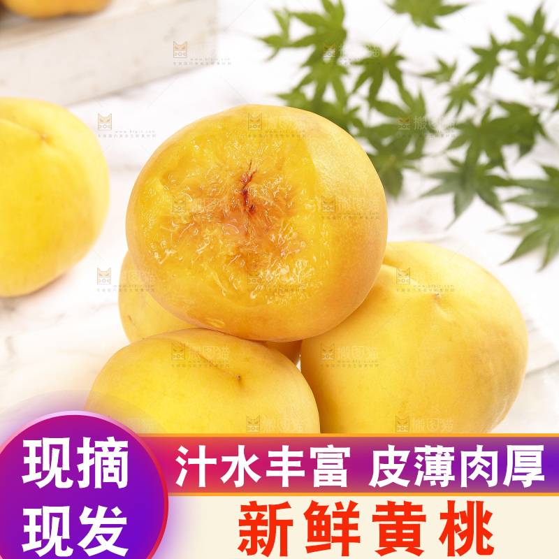 浅底上摆放着锦绣黄桃