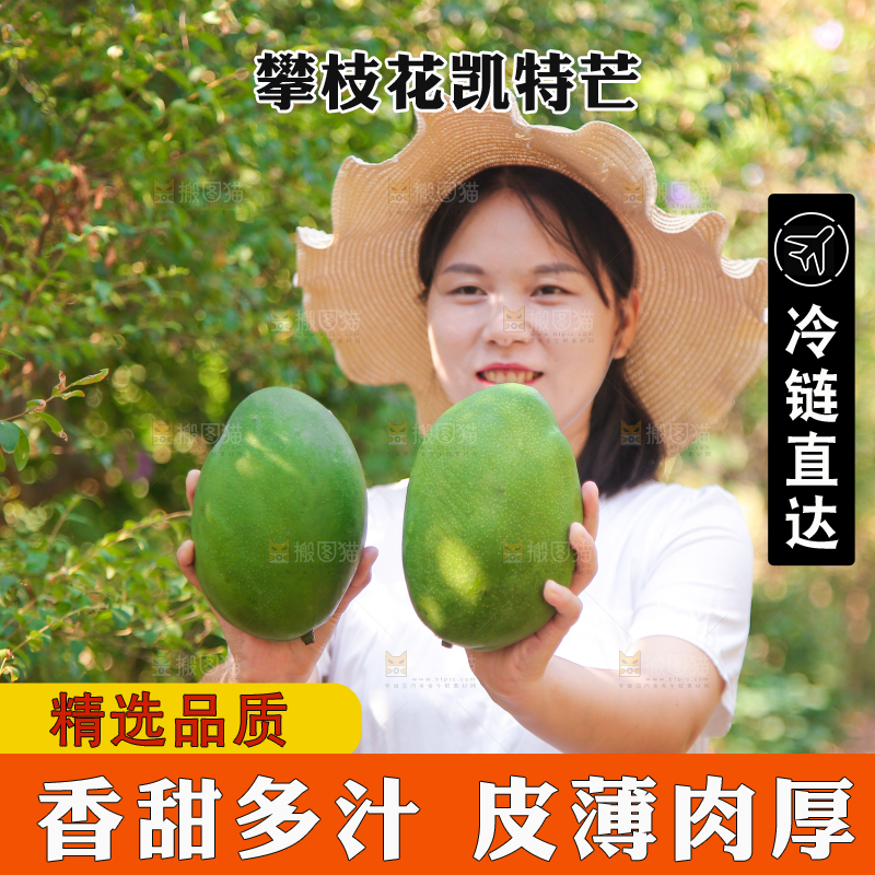女孩手里拿着凯特芒果