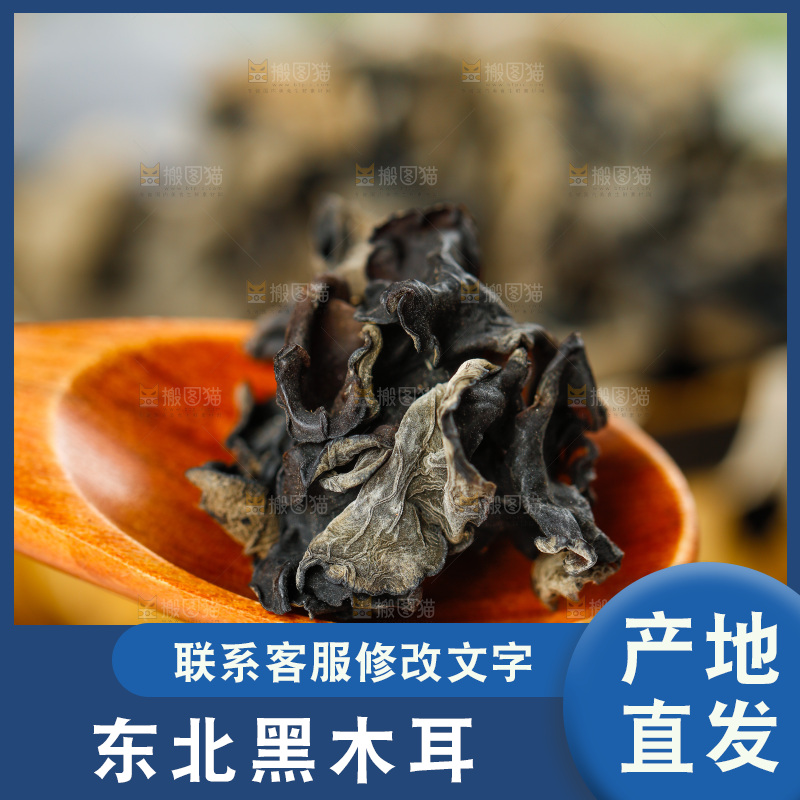 勺子上舀着干黑木耳