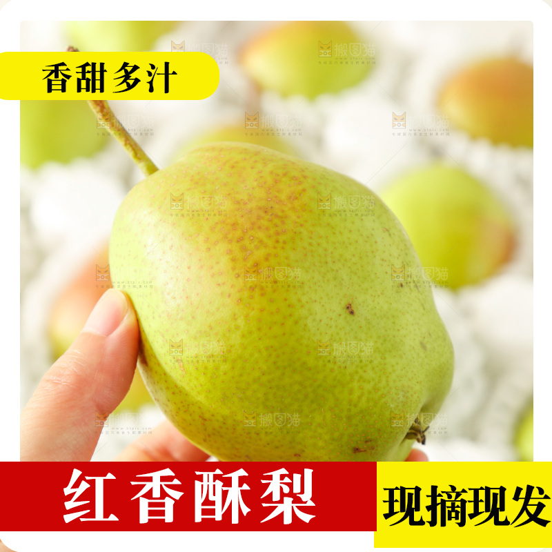 手里拿着红香酥梨