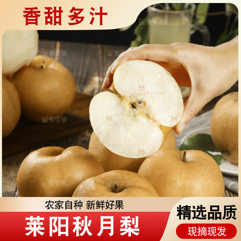 手里拿着新鲜秋月梨