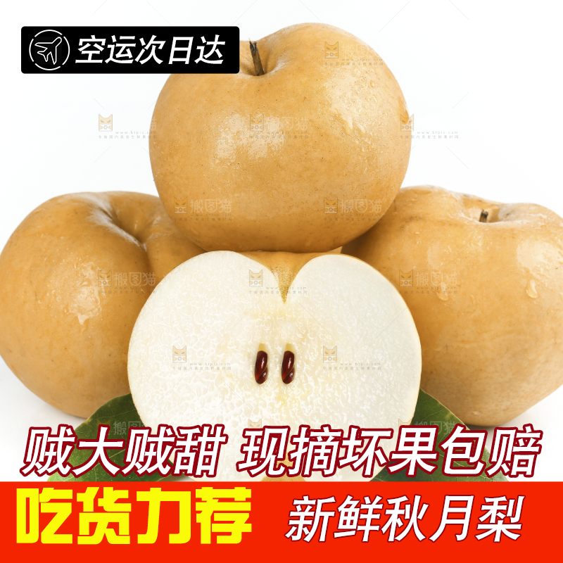 白底上切开的秋月梨