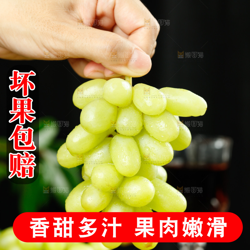 手里拿着一串新疆无核白葡萄