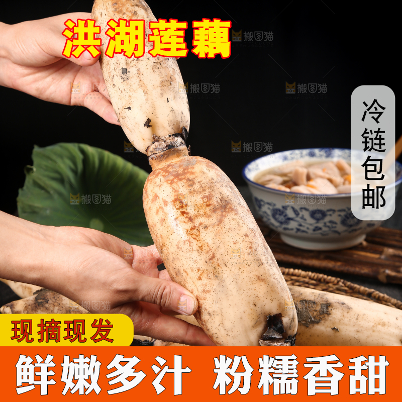 手上拿着粉藕