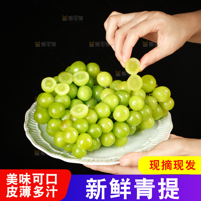 手里拿着新鲜青提