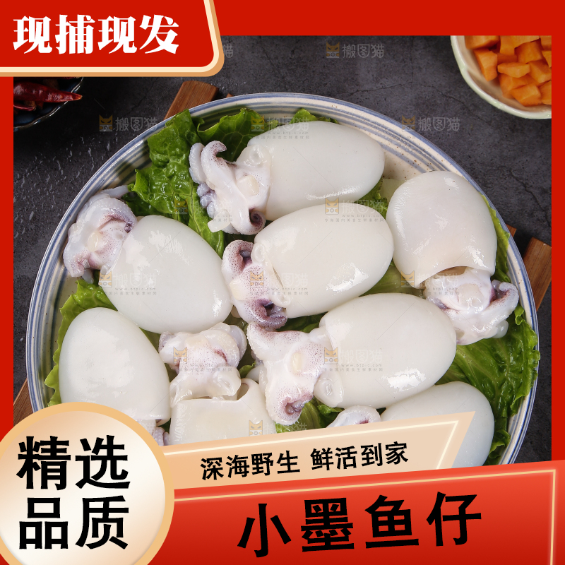 一盘去皮去内脏墨鱼仔