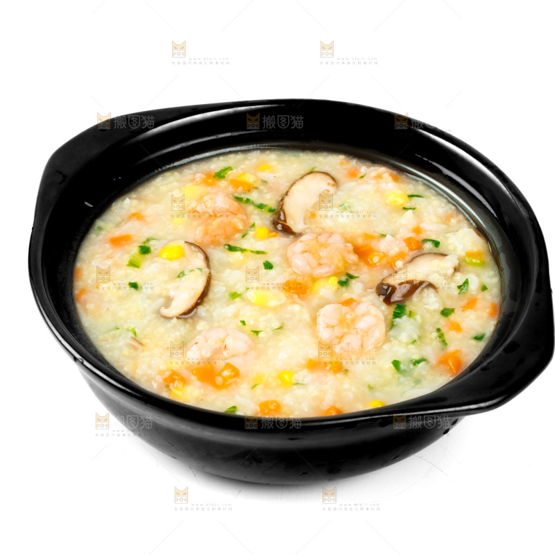 砂锅里的时蔬虾仁粥