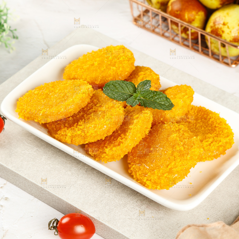 一盘油炸南瓜饼