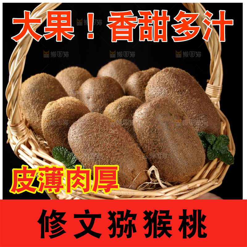手里提着一篮新鲜修文猕猴桃