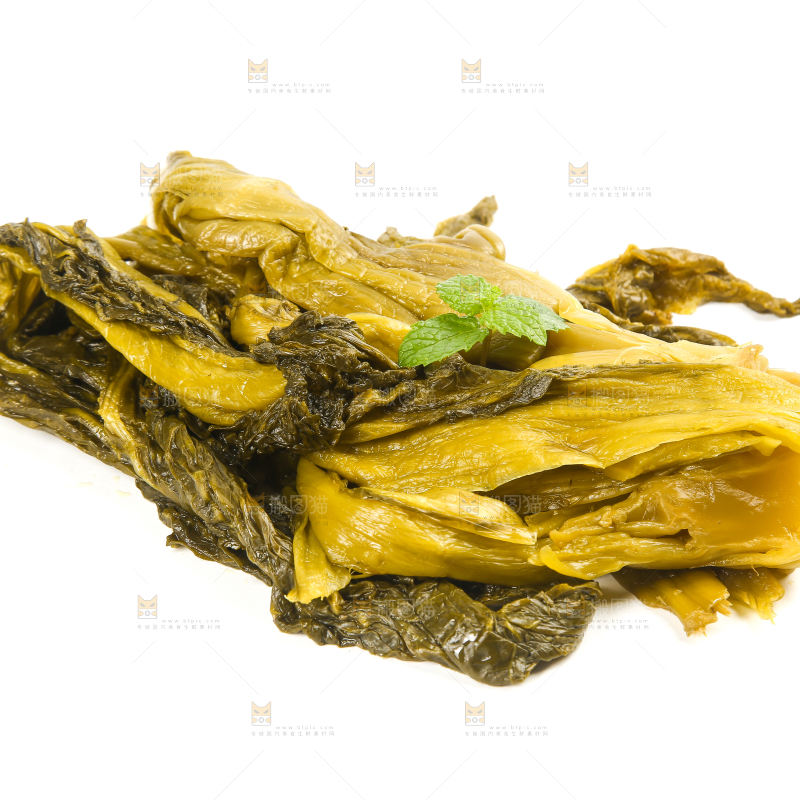 白底上摆放着酸菜